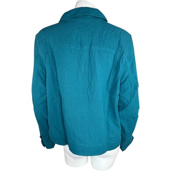 Isaac Mizrahi Live Bridgehampton Cotton Gauze Jacket Deep Sea Large NWOT - Picture 12 of 14